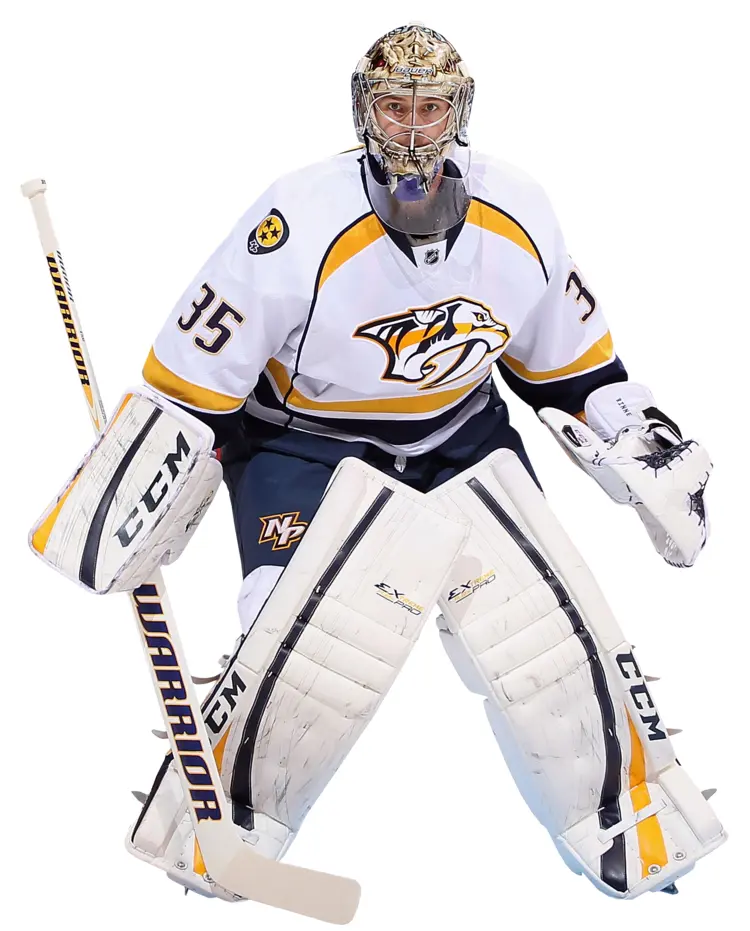 White Hockey Goalie in Action