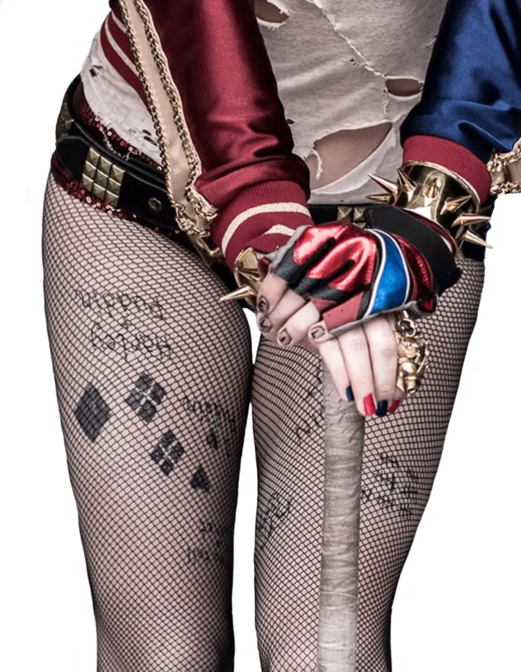 Harley Quinn Fishnet Stockings Close-up