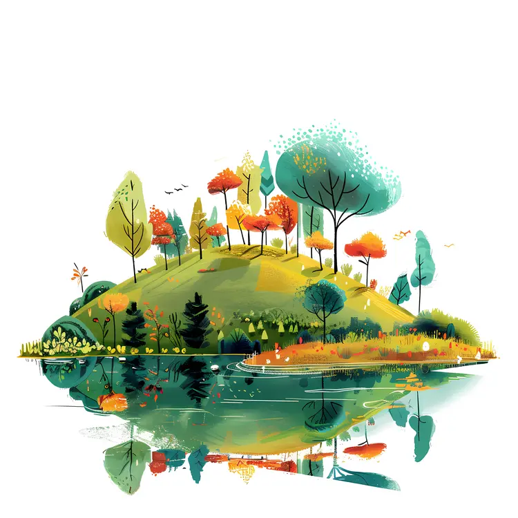 Colorful Landscape with Reflection