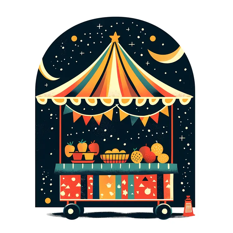 Fruit Cart with Fresh Produce