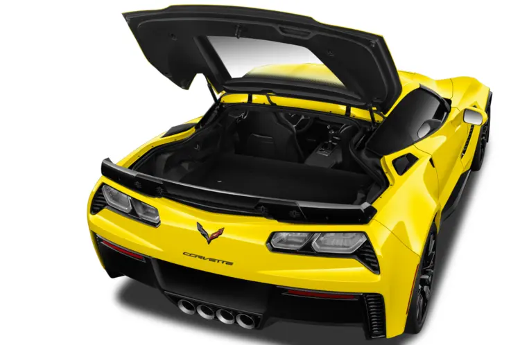 Yellow Corvette with Open Trunk