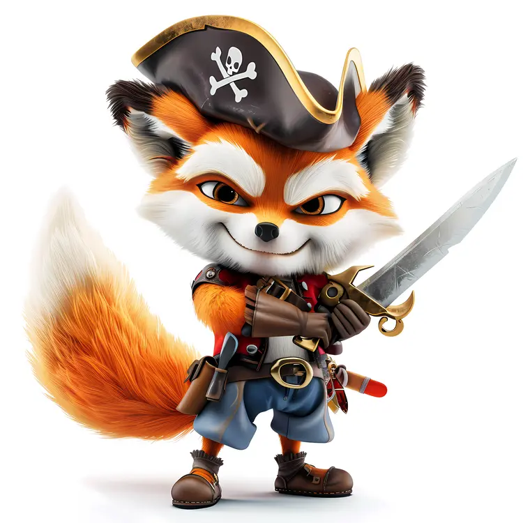 Fox in Pirate Outfit Ready for Adventure