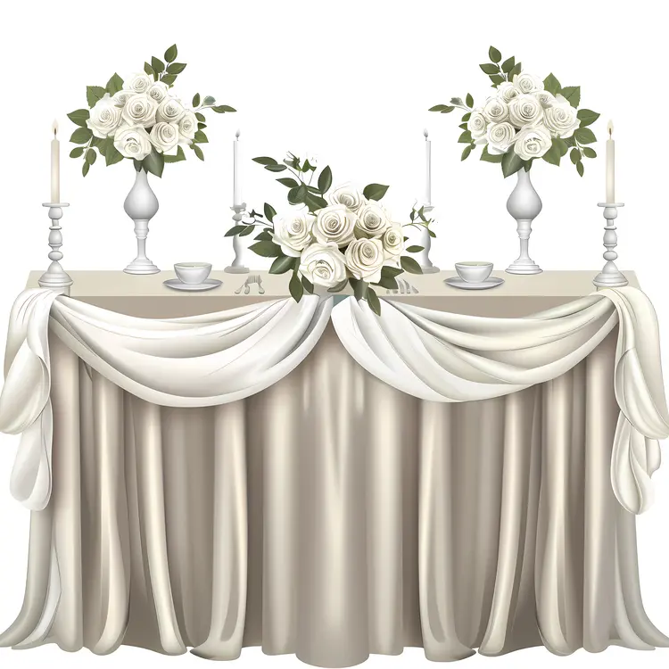 Decorative Table with White Flowers