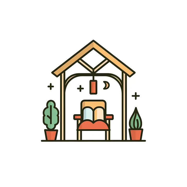 Small Cute Doodle House with Plants