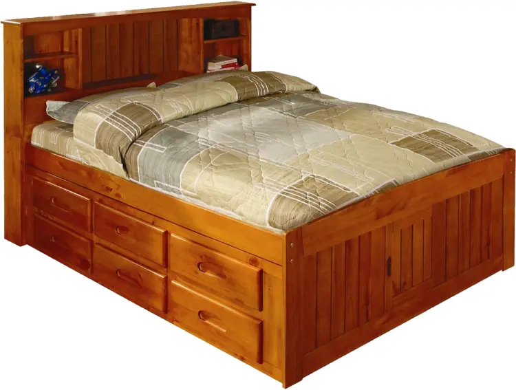 Wooden Bed with Storage Drawers