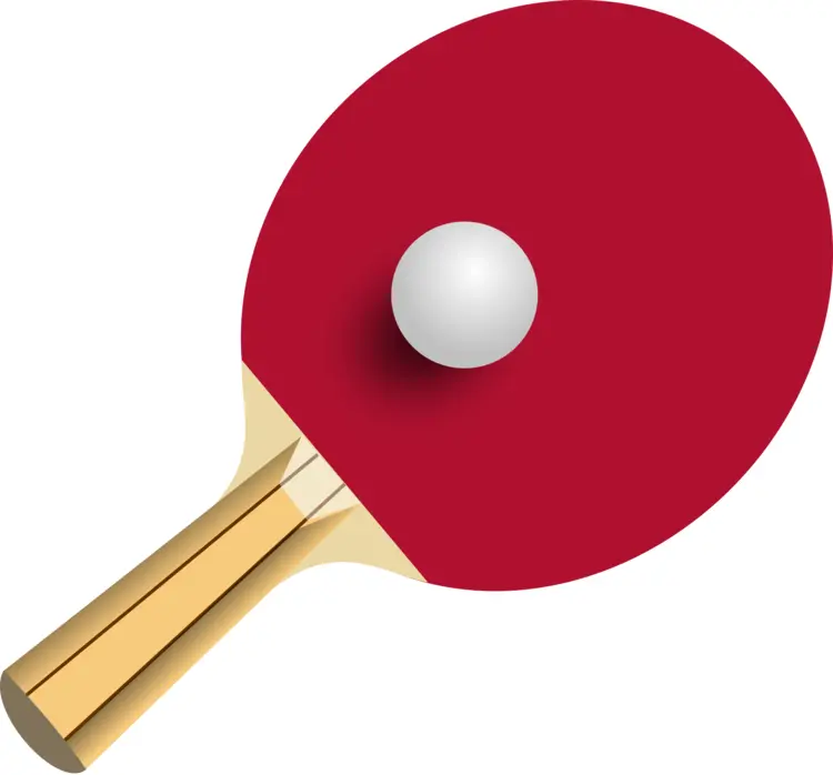 Red Table Tennis Paddle with Ball