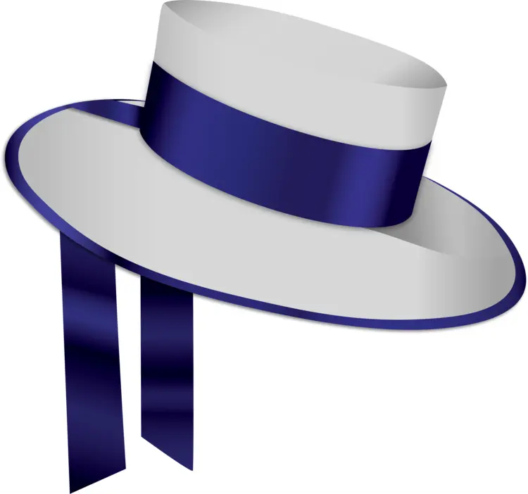 Elegant White Hat with Blue Ribbon