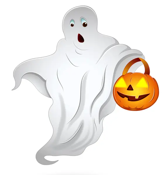 Spooky Ghost with Pumpkin Lantern for Halloween