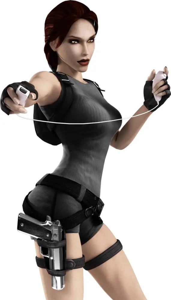 Action-Packed Female Character with Weapons