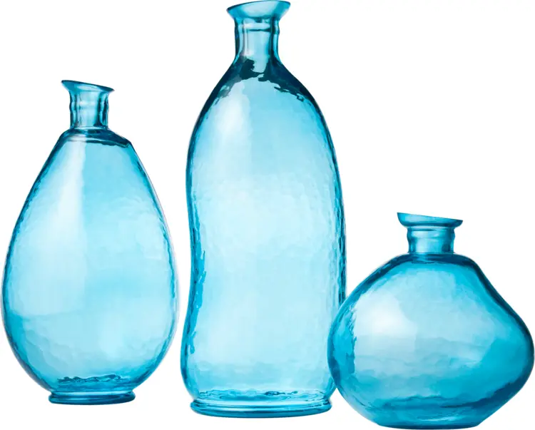 Set of Blue Glass Bottles