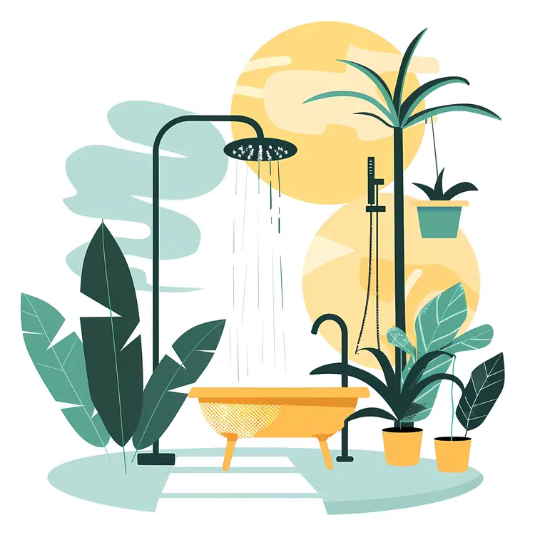Outdoor Shower with Bathtub