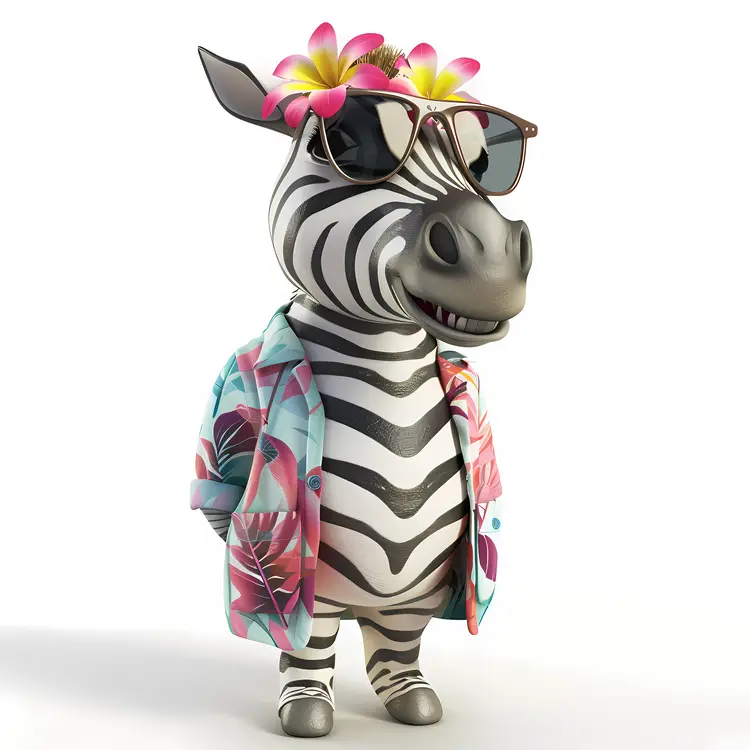 Fashionable Zebra Cartoon with Sunglasses