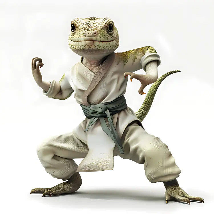 Lizard Martial Artist in White Robe