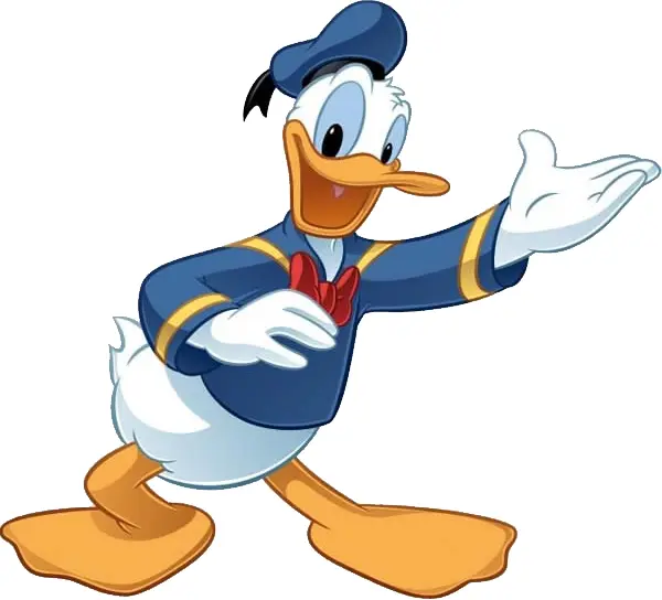 Welcoming White Cartoon Duck in Blue Sailor Suit