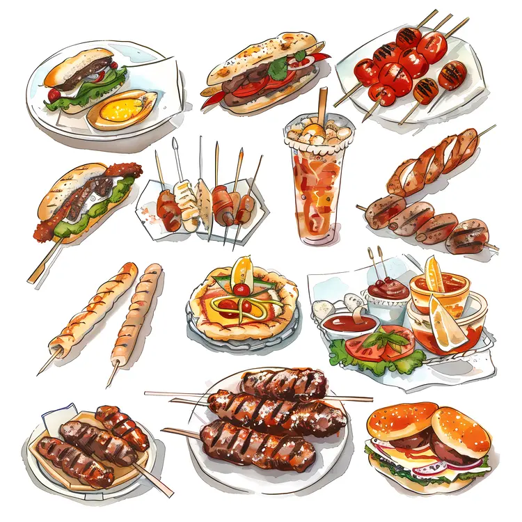 Assorted Street Food and Snacks