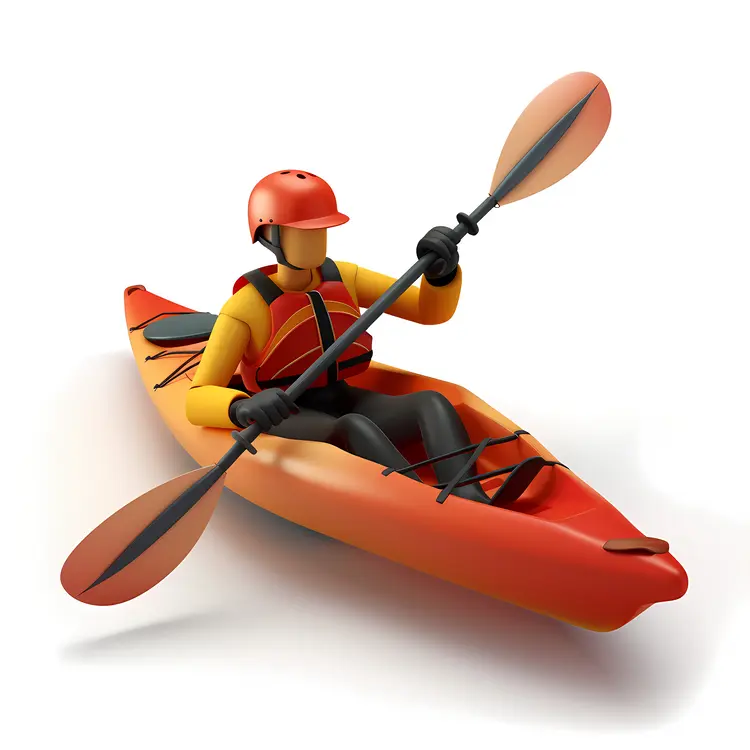Person Kayaking in Orange Kayak