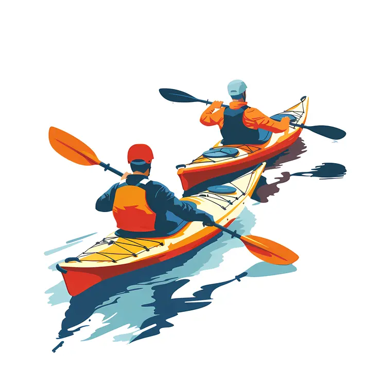 Two Kayakers Paddling