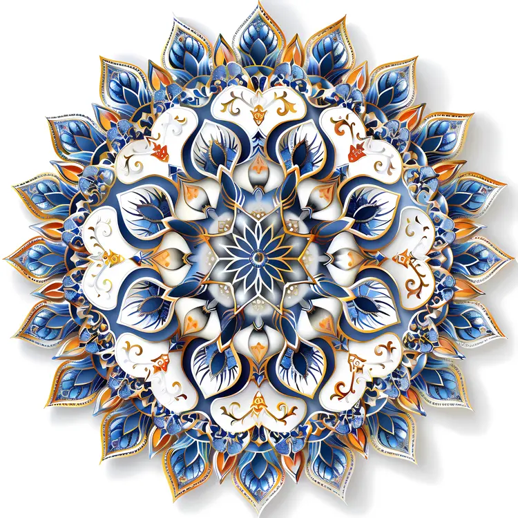Intricate Blue and White Mandala Design