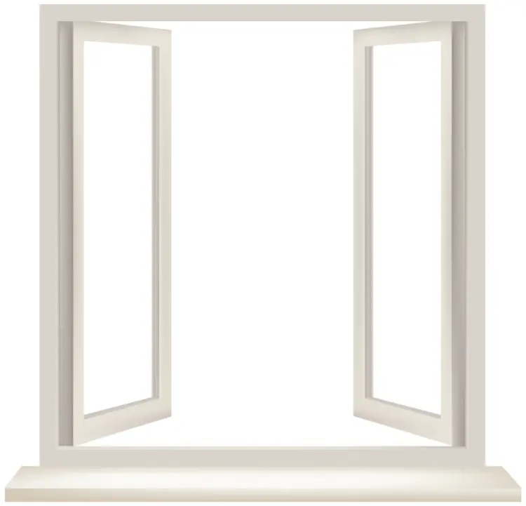 Open Window with Beige Frame