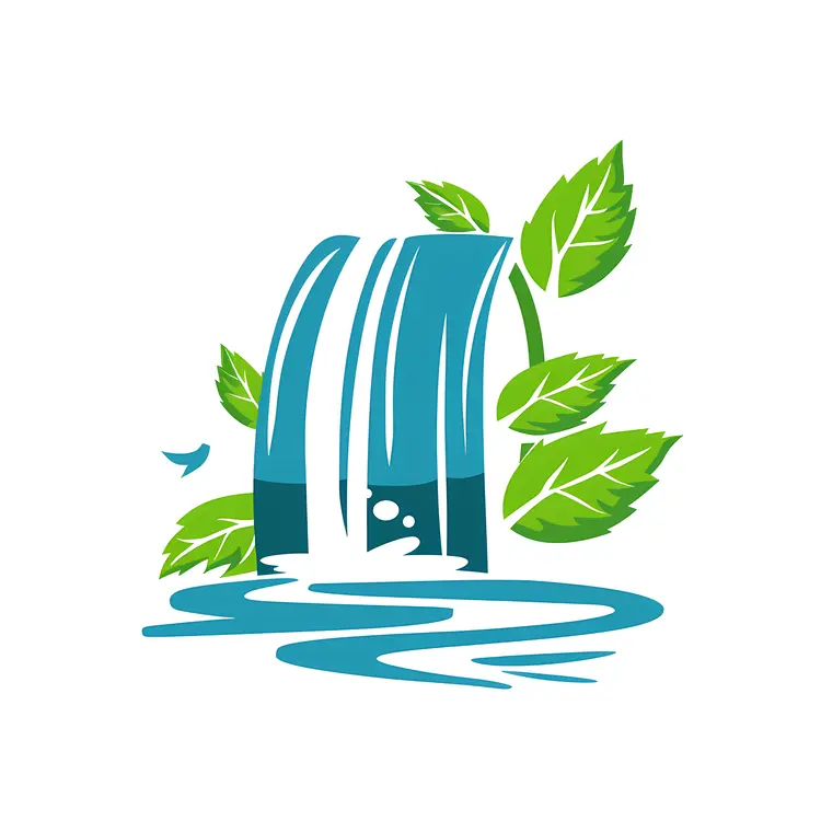 Minimalist Waterfall with Leaves