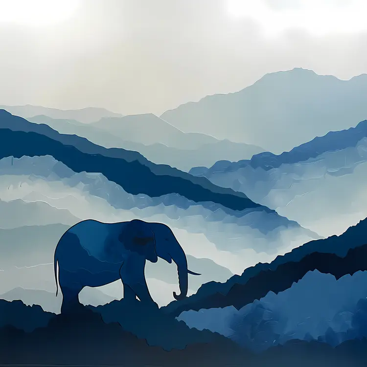 Elephant in Mountain Landscape
