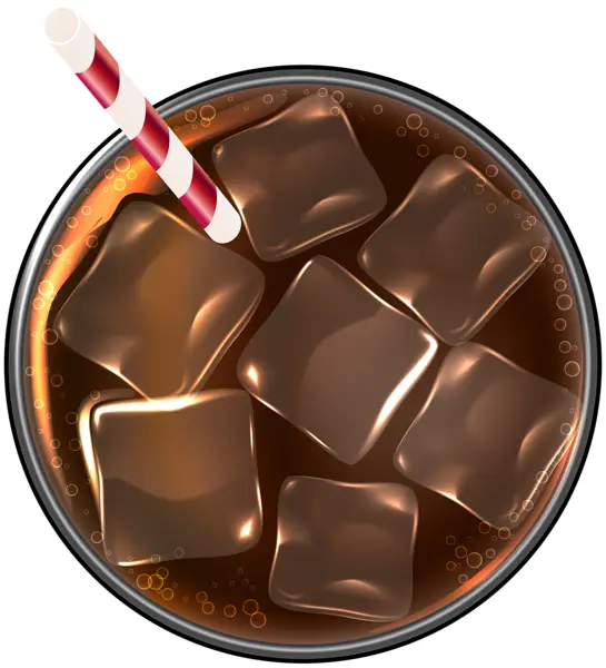 Soda with Ice Cubes and Straw