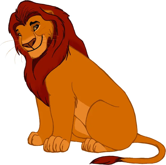 Sitting Lion with Red Mane Cartoon Character