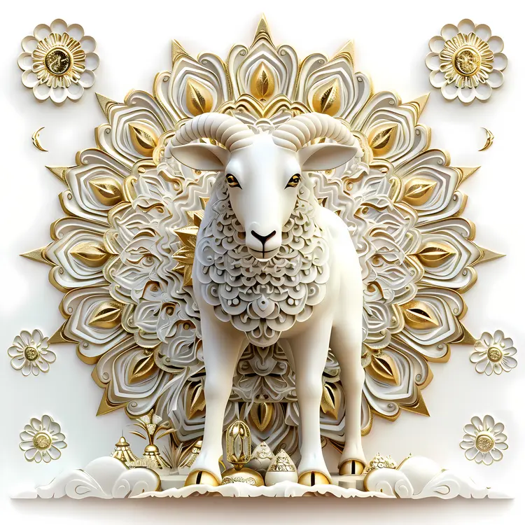 Ornate Ram in Artistic Design