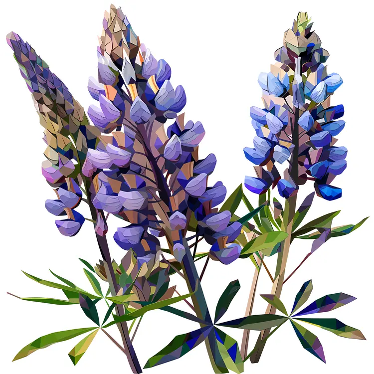 Blooming Purple Flowers with Green Leaves