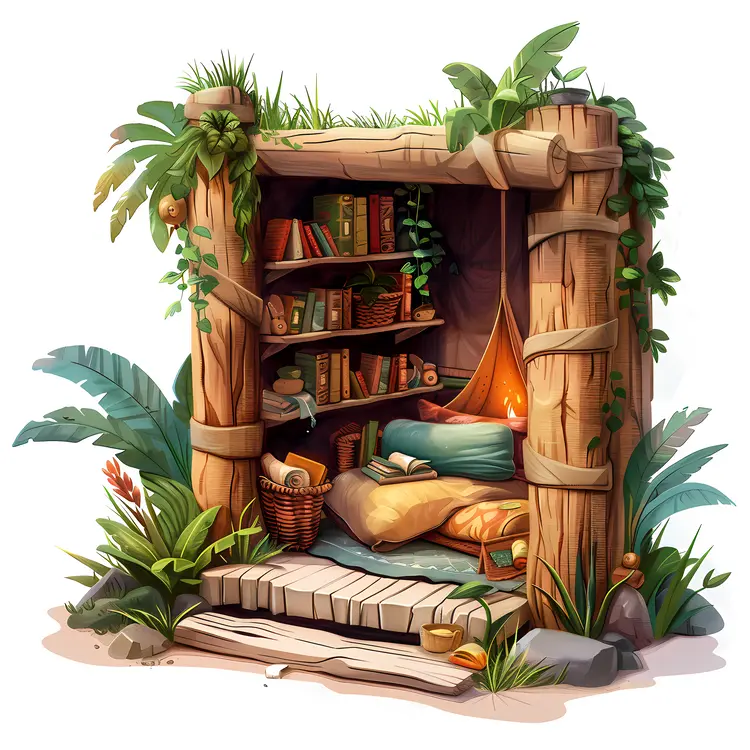 Cozy Wooden Nook with Hammock