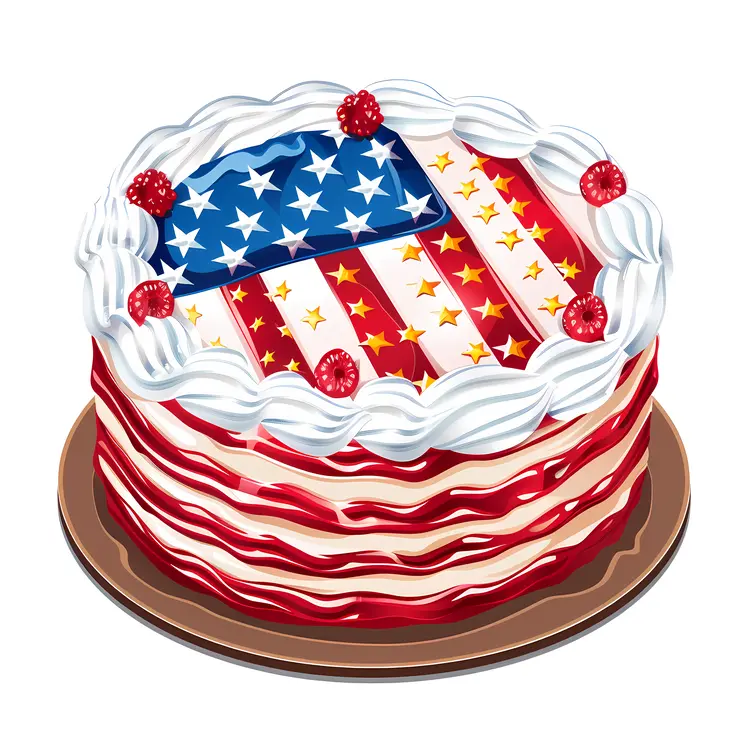 Patriotic Cake with American Flag Design