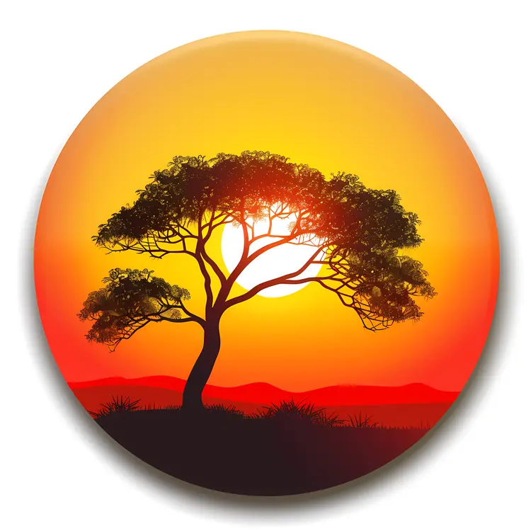 Beautiful Sunset with Silhouette Tree