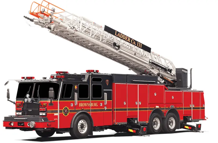 Red Fire Truck with Ladder for Emergency Rescue