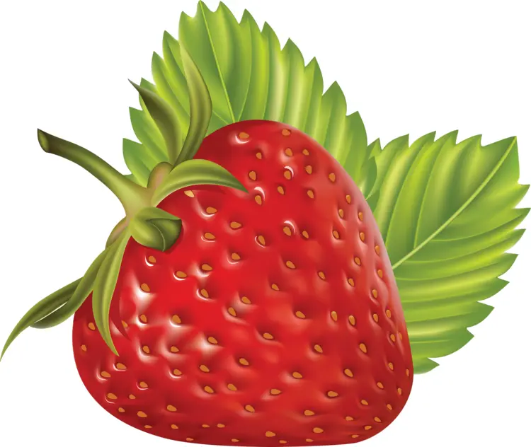 Fresh Red Strawberry with Leaves