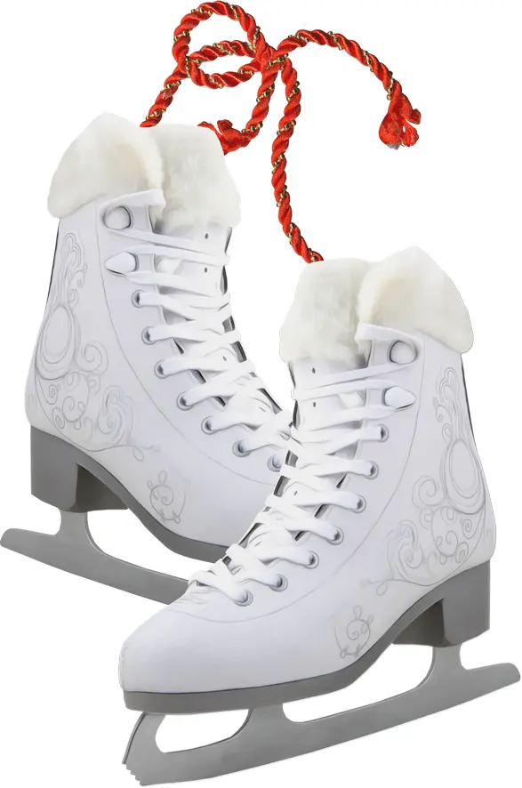 White Ice Skates with Red Laces