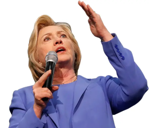 Woman in Blue Suit Speaking with Microphone