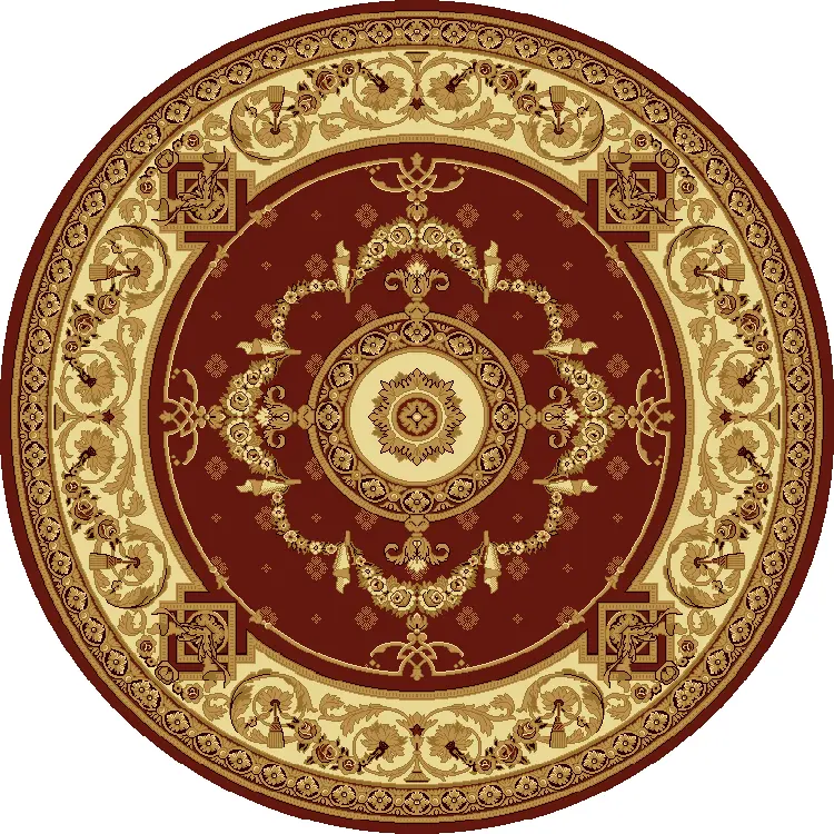 Vintage Round Red and Beige Rug