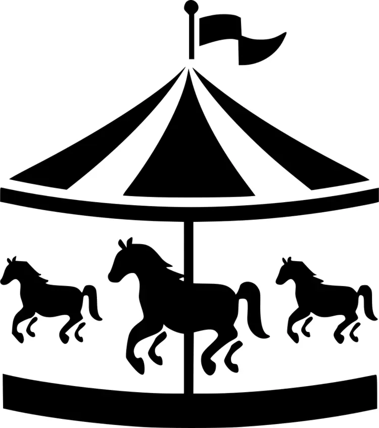 Black Silhouette Carousel Ride for Amusement