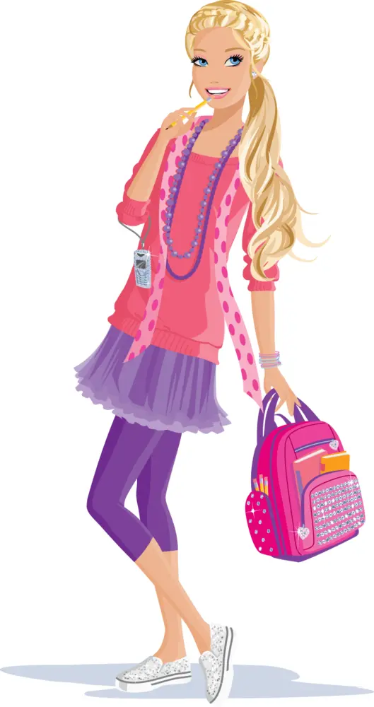 Blonde Girl with Backpack Ready for School