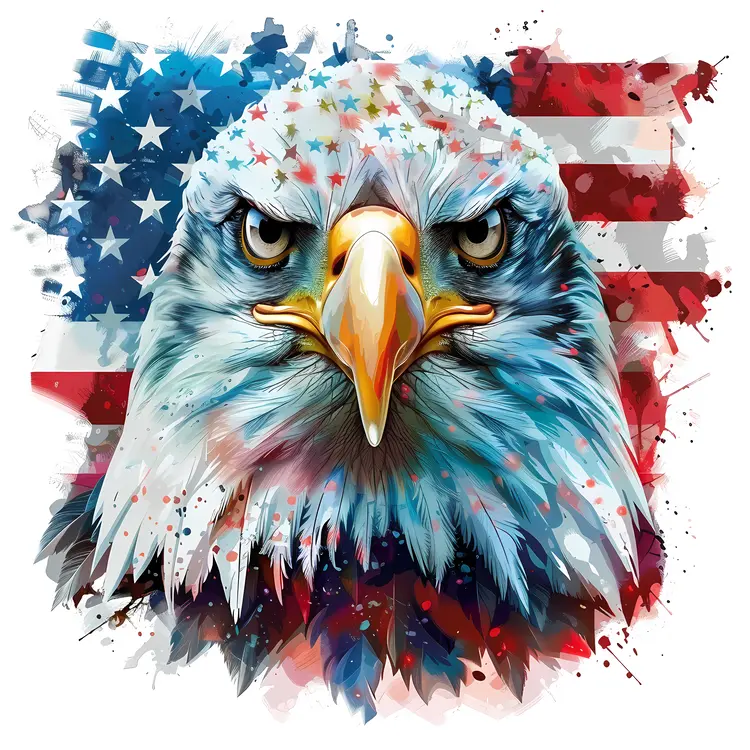 Patriotic Eagle with American Flag
