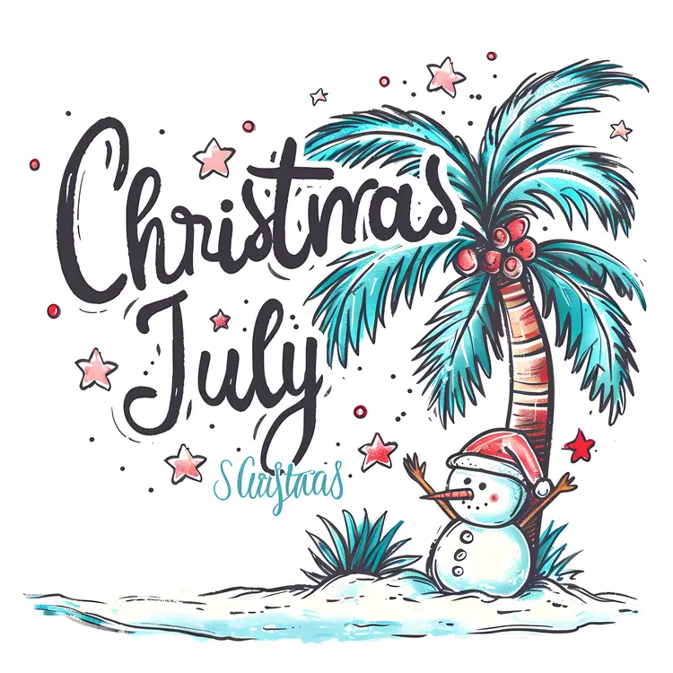 Christmas in July with Snowman and Palm Tree