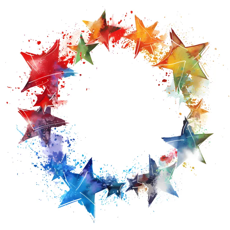 Colorful Stars in a Circular Pattern