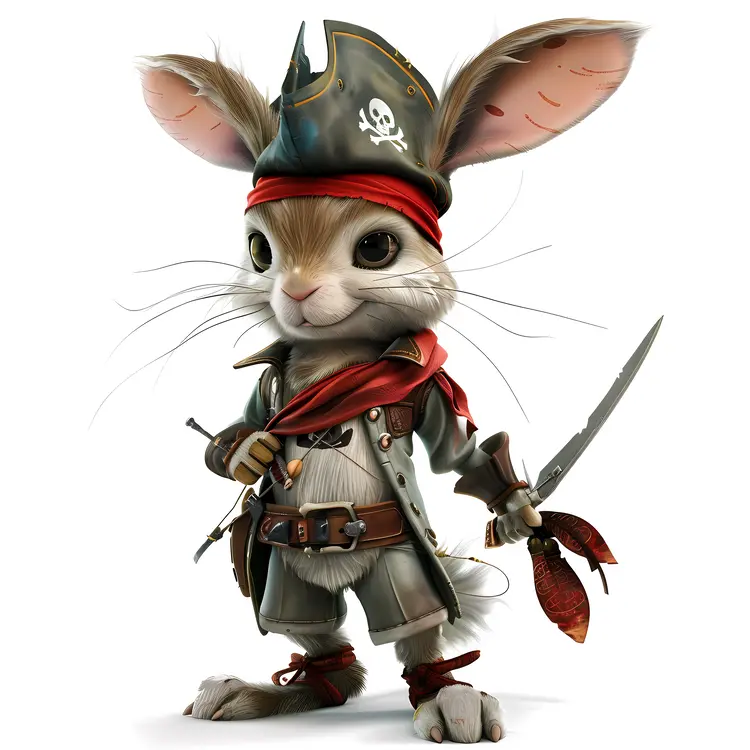 Cute Pirate Rabbit with Sword