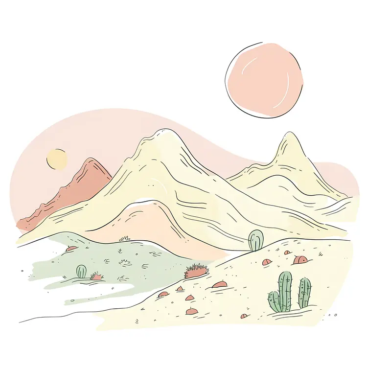 Desert Landscape with Cacti