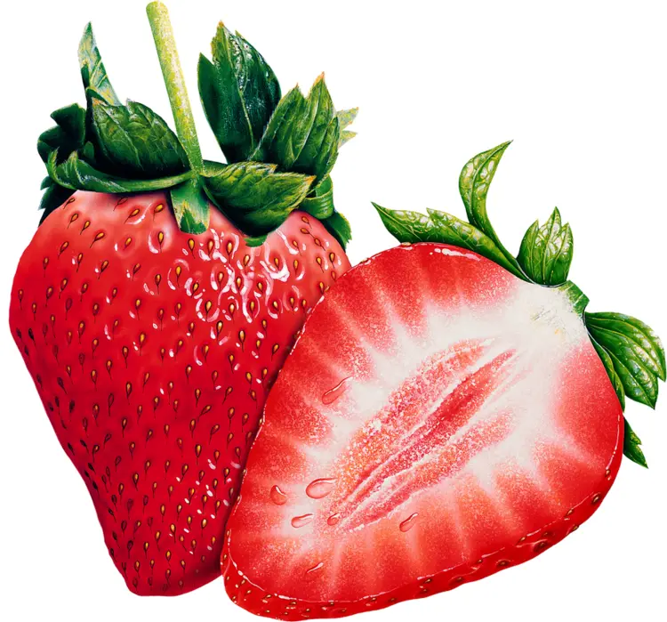 Whole and Sliced Strawberries