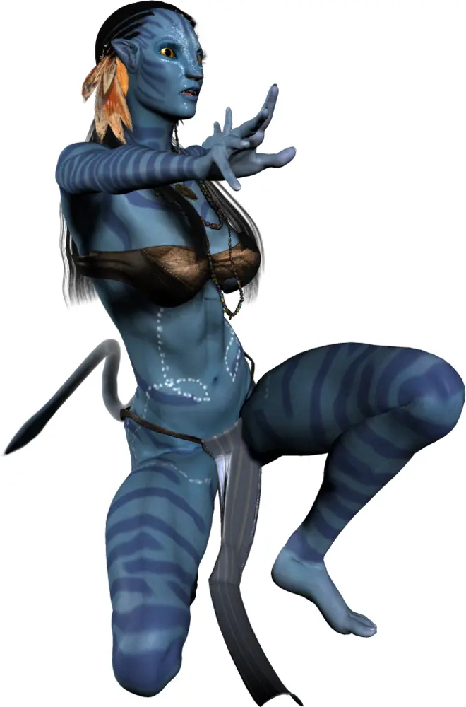 Blue Alien Character in Fantasy Pose