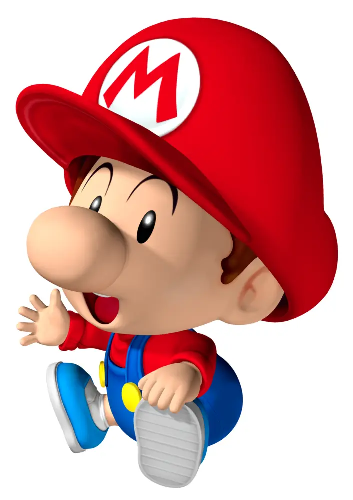 Baby Mario in Red Hat and Blue Suit