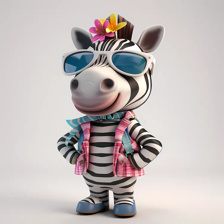 Cool Zebra Cartoon with Sunglasses