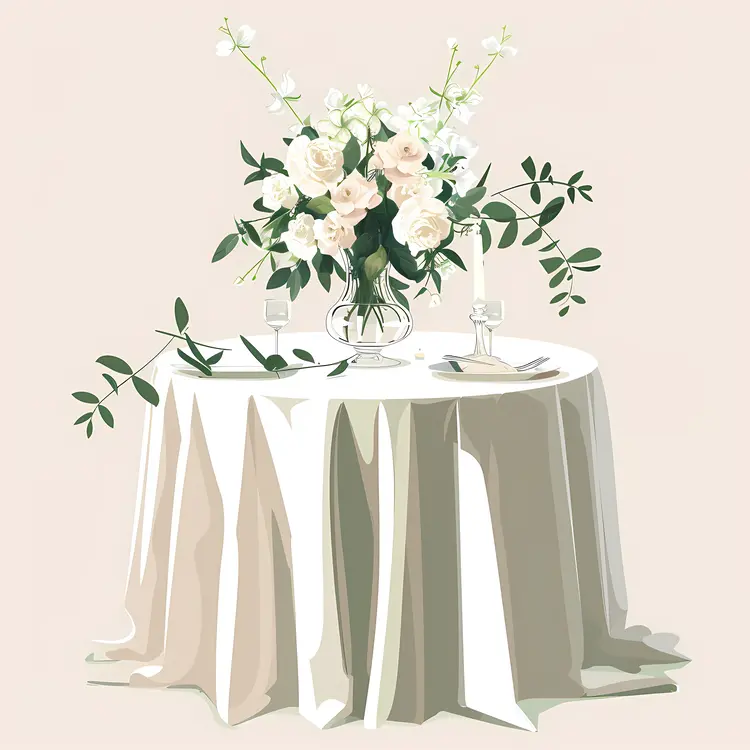 Small Round Table with Floral Centerpiece