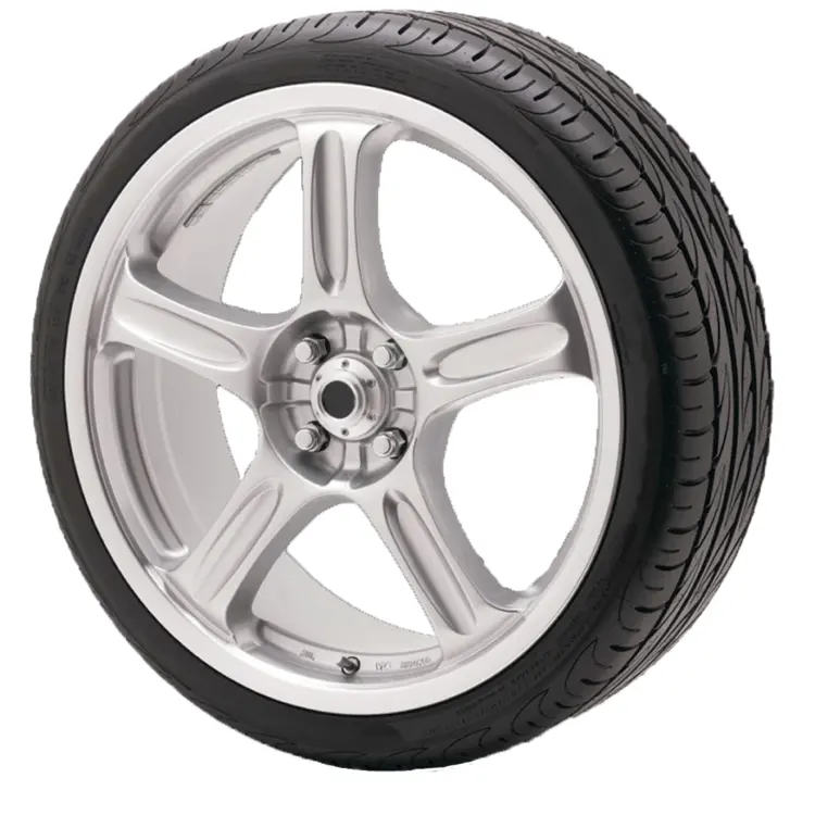Silver Car Wheel with Tire